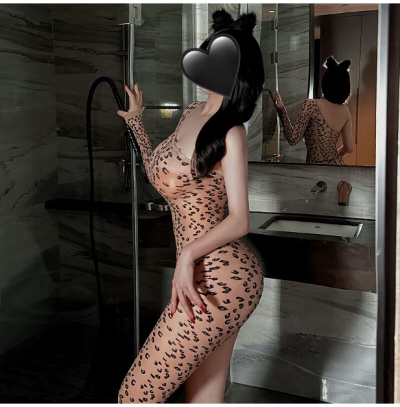 FEE ET MOI - Wild Leopard Print Bodystocking (Leopard Print)